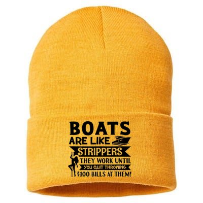 Boats Are Like Strippers They Work Until You Quit Throwing Tank Top Sustainable Knit Beanie