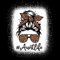 Best Aunt Life Messy Bun Leopard Bleached Auntie Mothers Day Great Gift Doggie Tank