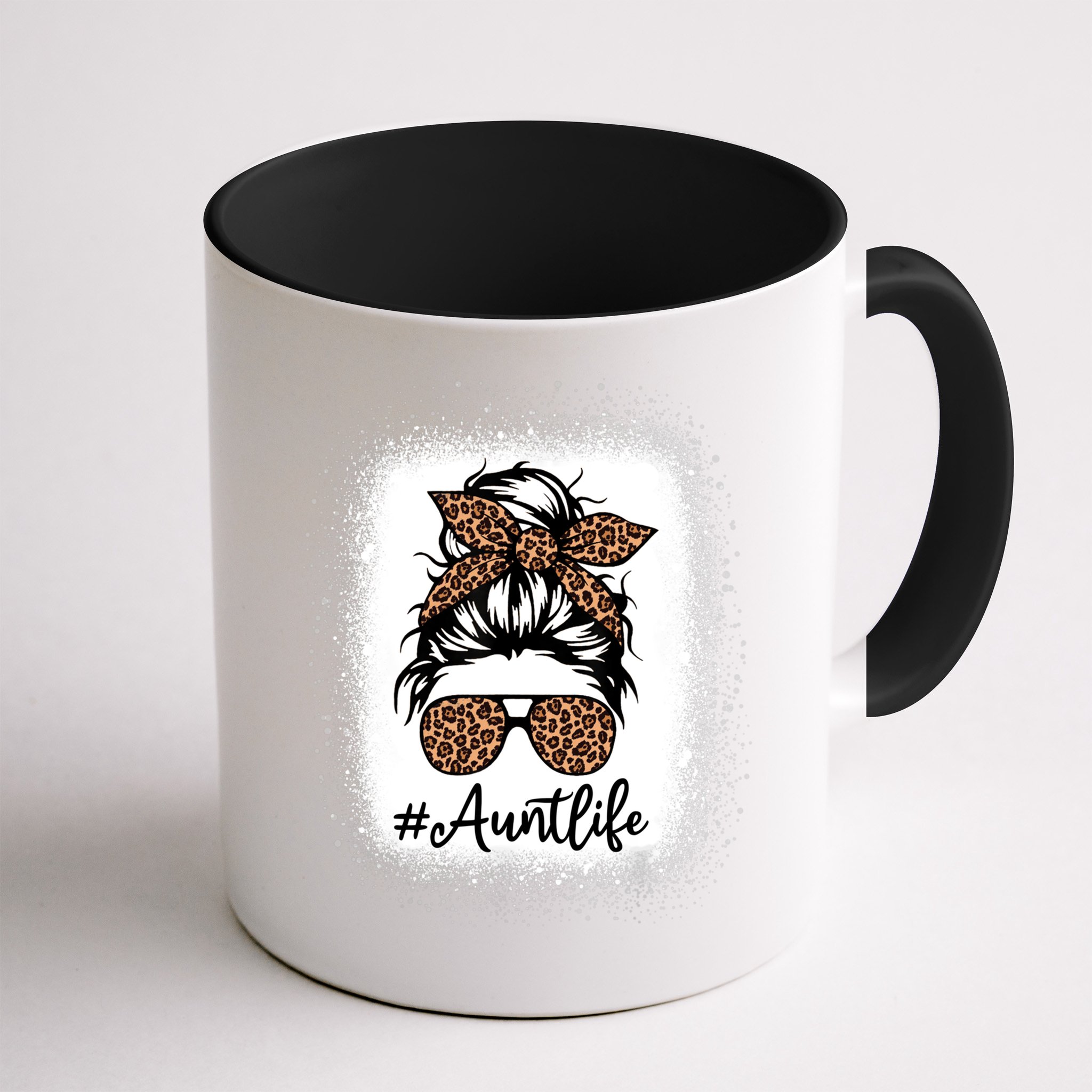 Best Aunt Life Messy Bun Leopard Bleached Auntie Mothers Day Great Gift Mug