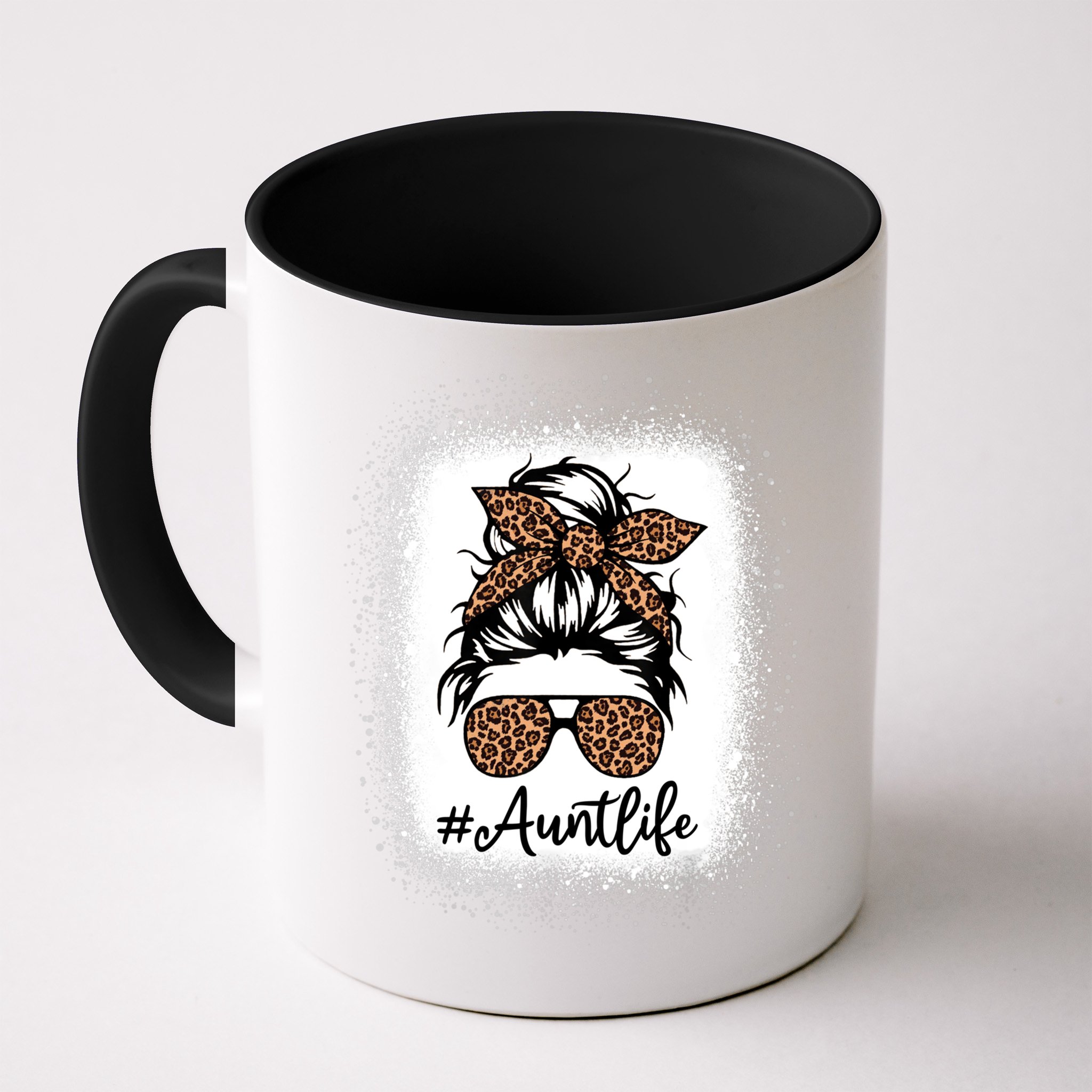Best Aunt Life Messy Bun Leopard Bleached Auntie Mothers Day Great Gift Mug
