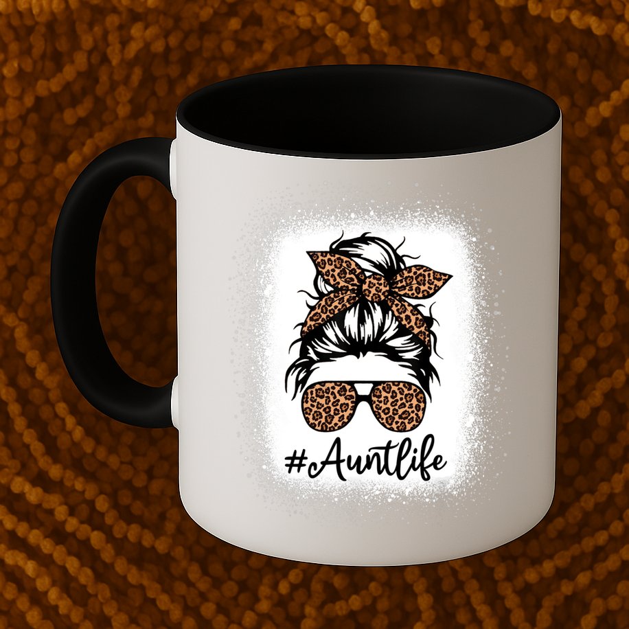 Best Aunt Life Messy Bun Leopard Bleached Auntie Mothers Day Great Gift Mug