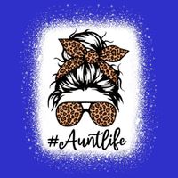 Best Aunt Life Messy Bun Leopard Bleached Auntie Mothers Day Great Gift Baby Bodysuit