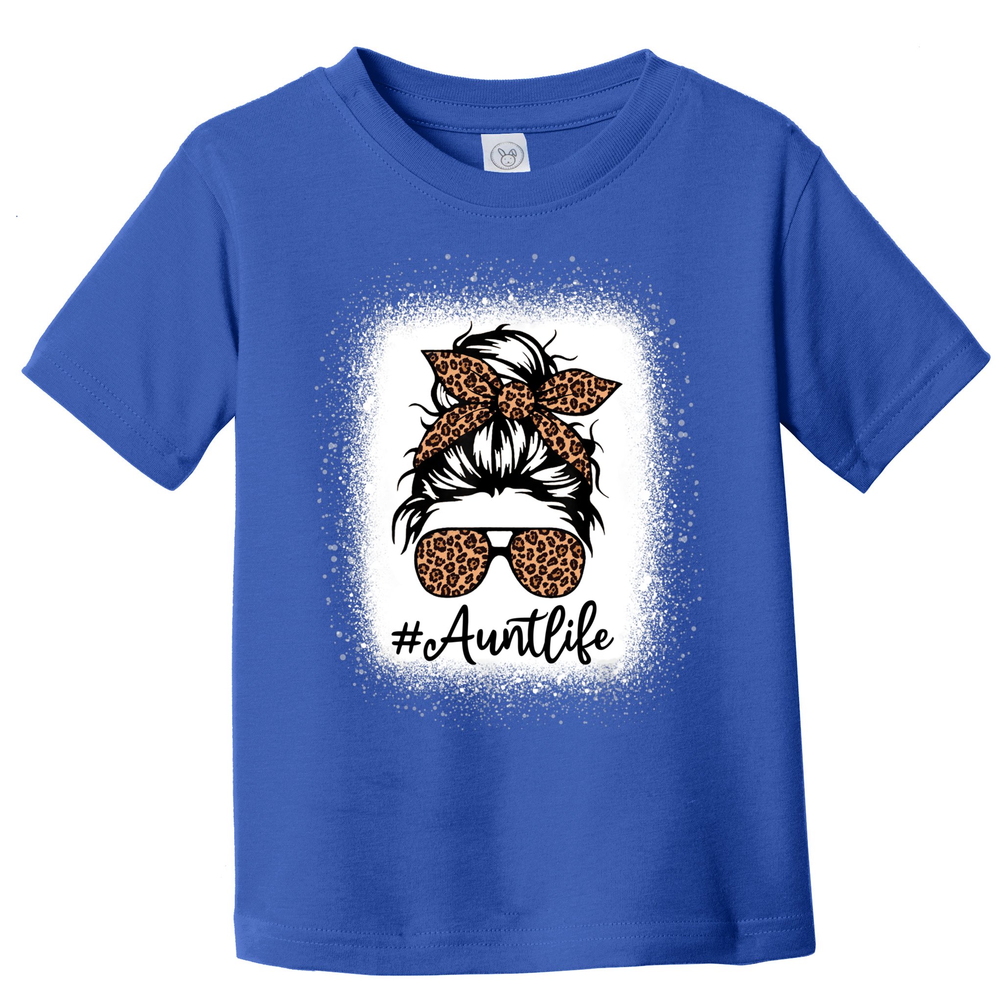 Best Aunt Life Messy Bun Leopard Bleached Auntie Mothers Day Great Gift Toddler T-Shirt