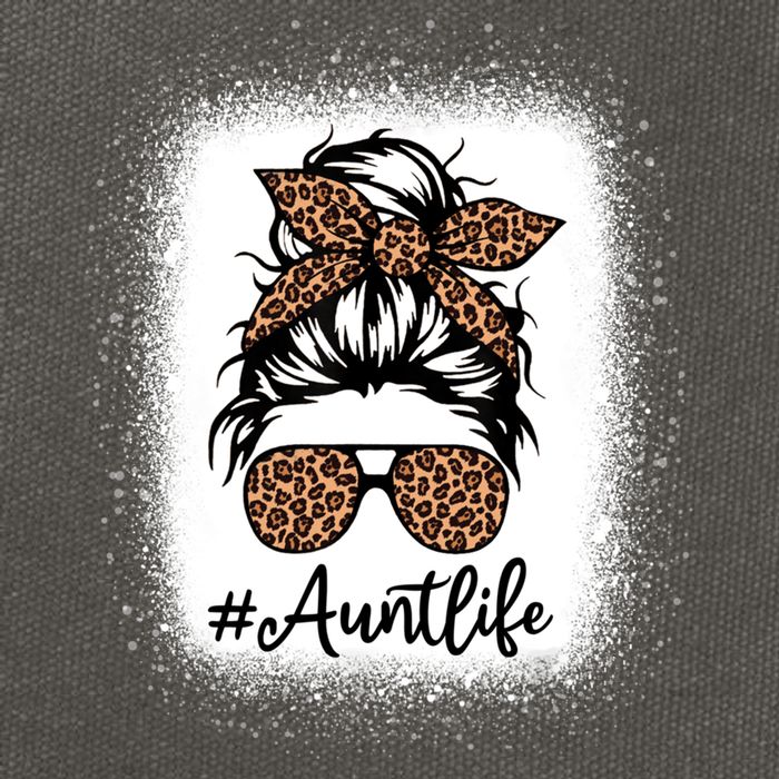 Best Aunt Life Messy Bun Leopard Bleached Auntie Mothers Day Great Gift Cotton Canvas Backpack