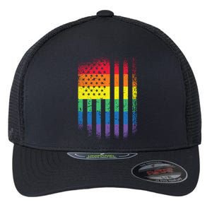 Beautiful American Lgbt Pride Usa Rainbow Flag Art Great Gift Flexfit Unipanel Trucker Cap