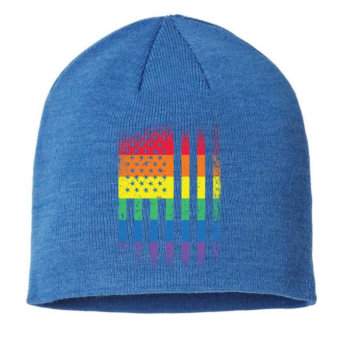 Beautiful American Lgbt Pride Usa Rainbow Flag Art Great Gift Sustainable Beanie