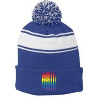 Beautiful American Lgbt Pride Usa Rainbow Flag Art Great Gift Stripe Pom Pom Beanie