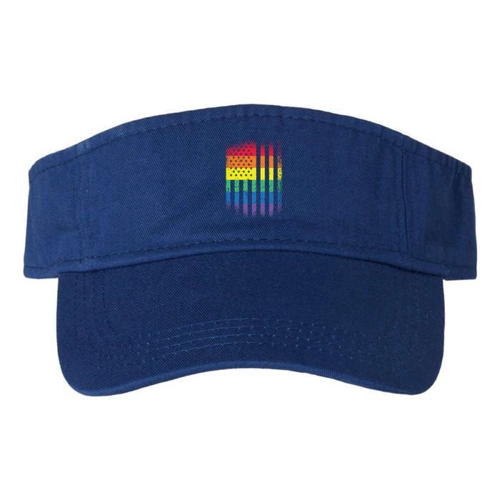 Beautiful American Lgbt Pride Usa Rainbow Flag Art Great Gift Valucap Bio-Washed Visor