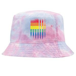 Beautiful American Lgbt Pride Usa Rainbow Flag Art Great Gift Tie-Dyed Bucket Hat