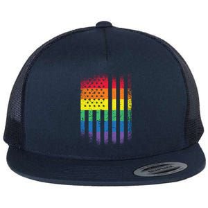 Beautiful American Lgbt Pride Usa Rainbow Flag Art Great Gift Flat Bill Trucker Hat