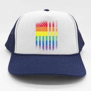 Beautiful American Lgbt Pride Usa Rainbow Flag Art Great Gift Trucker Hat