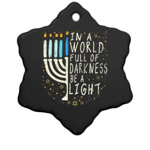 Be A Light Happy Hanukkah Ceramic Star Ornament