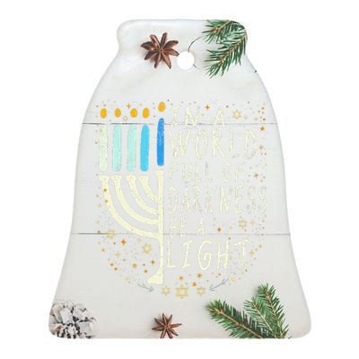 Be A Light Happy Hanukkah Ceramic Bell Ornament