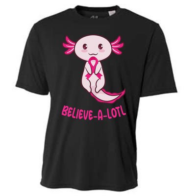 Believe a Lotl Cute Axolotl Breast Cancer Awareness  Cooling Performance Crew T-Shirt