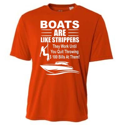 Boats Are Like Strippers Funny Joke Cooling Performance Crew T-Shirt