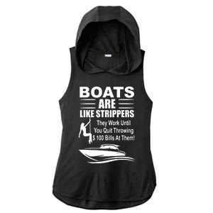 Boats Are Like Strippers Funny Joke Ladies PosiCharge Tri-Blend Wicking Draft Hoodie Tank