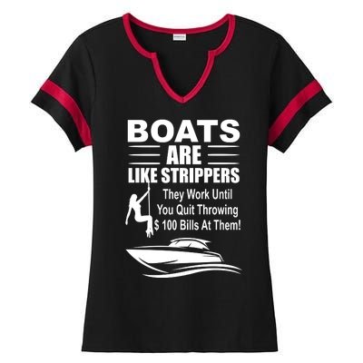 Boats Are Like Strippers Funny Joke Ladies Halftime Notch Neck Tee