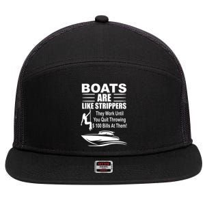 Boats Are Like Strippers Funny Joke 7 Panel Mesh Trucker Snapback Hat