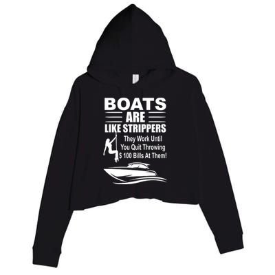 Boats Are Like Strippers Funny Joke Crop Fleece Hoodie