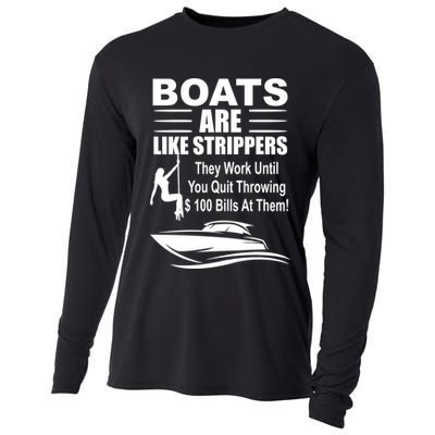 Boats Are Like Strippers Funny Joke Cooling Performance Long Sleeve Crew