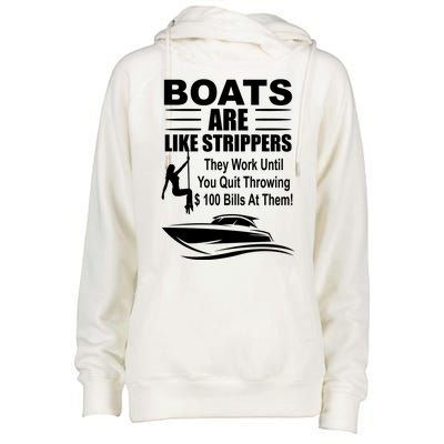 Boats Are Like Strippers Funny Joke Womens Funnel Neck Pullover Hood