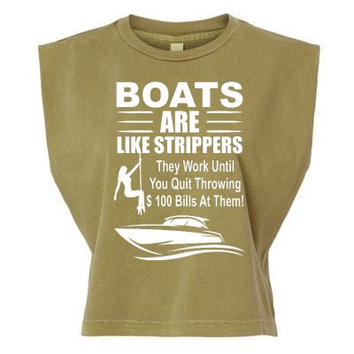 Boats Are Like Strippers Funny Joke Garment-Dyed Women's Muscle Tee