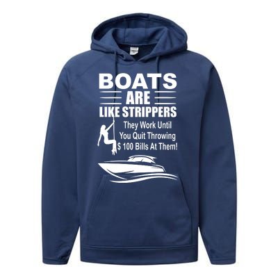 Boats Are Like Strippers Funny Joke Performance Fleece Hoodie