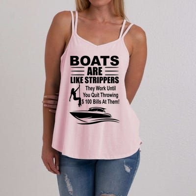 Boats Are Like Strippers Funny Joke Women's Strappy Tank