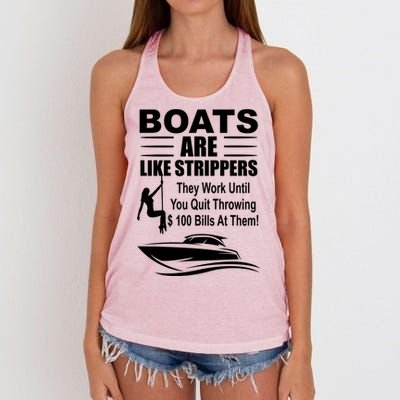 Boats Are Like Strippers Funny Joke Women's Knotted Racerback Tank