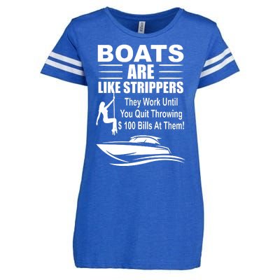 Boats Are Like Strippers Funny Joke Enza Ladies Jersey Football T-Shirt