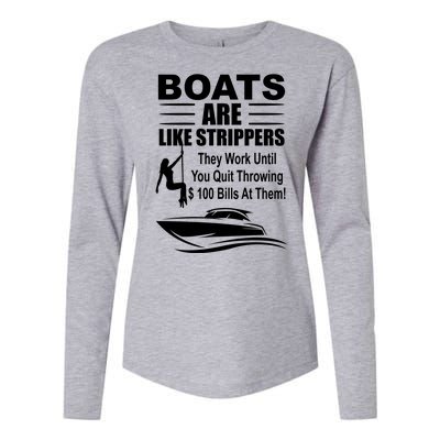 Boats Are Like Strippers Funny Joke Womens Cotton Relaxed Long Sleeve T-Shirt