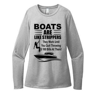 Boats Are Like Strippers Funny Joke Womens CVC Long Sleeve Shirt