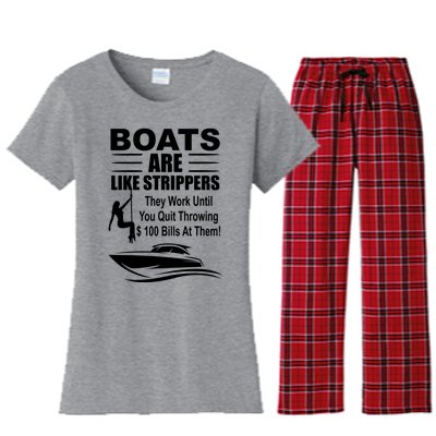 Boats Are Like Strippers Funny Joke Women's Flannel Pajama Set