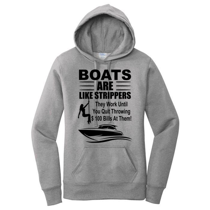 Boats Are Like Strippers Funny Joke Women's Pullover Hoodie