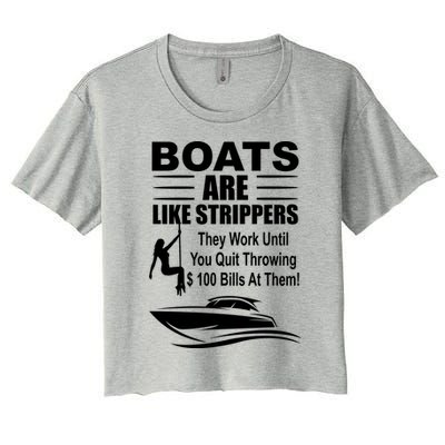 Boats Are Like Strippers Funny Joke Crop Top