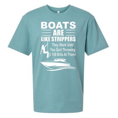 Boats Are Like Strippers Funny Joke Sueded Cloud Jersey T-Shirt