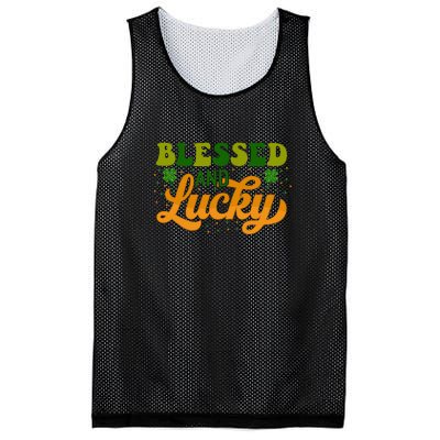 Blessed And Lucky Retro St Patrick's Day Womens Mesh Reversible Basketball Jersey Tank