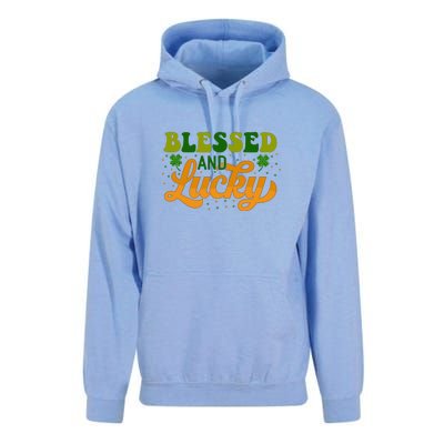 Blessed And Lucky Retro St Patrick's Day Womens Unisex Surf Hoodie