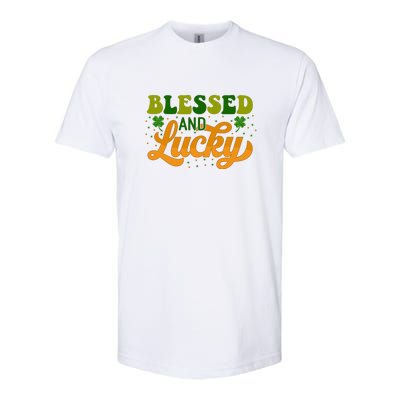 Blessed And Lucky Retro St Patrick's Day Womens Softstyle® CVC T-Shirt