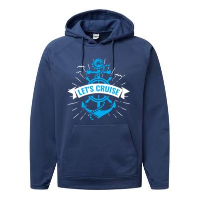 Boat Anchor Let’S Cruise Family Vacation Travel Gift Performance Fleece Hoodie