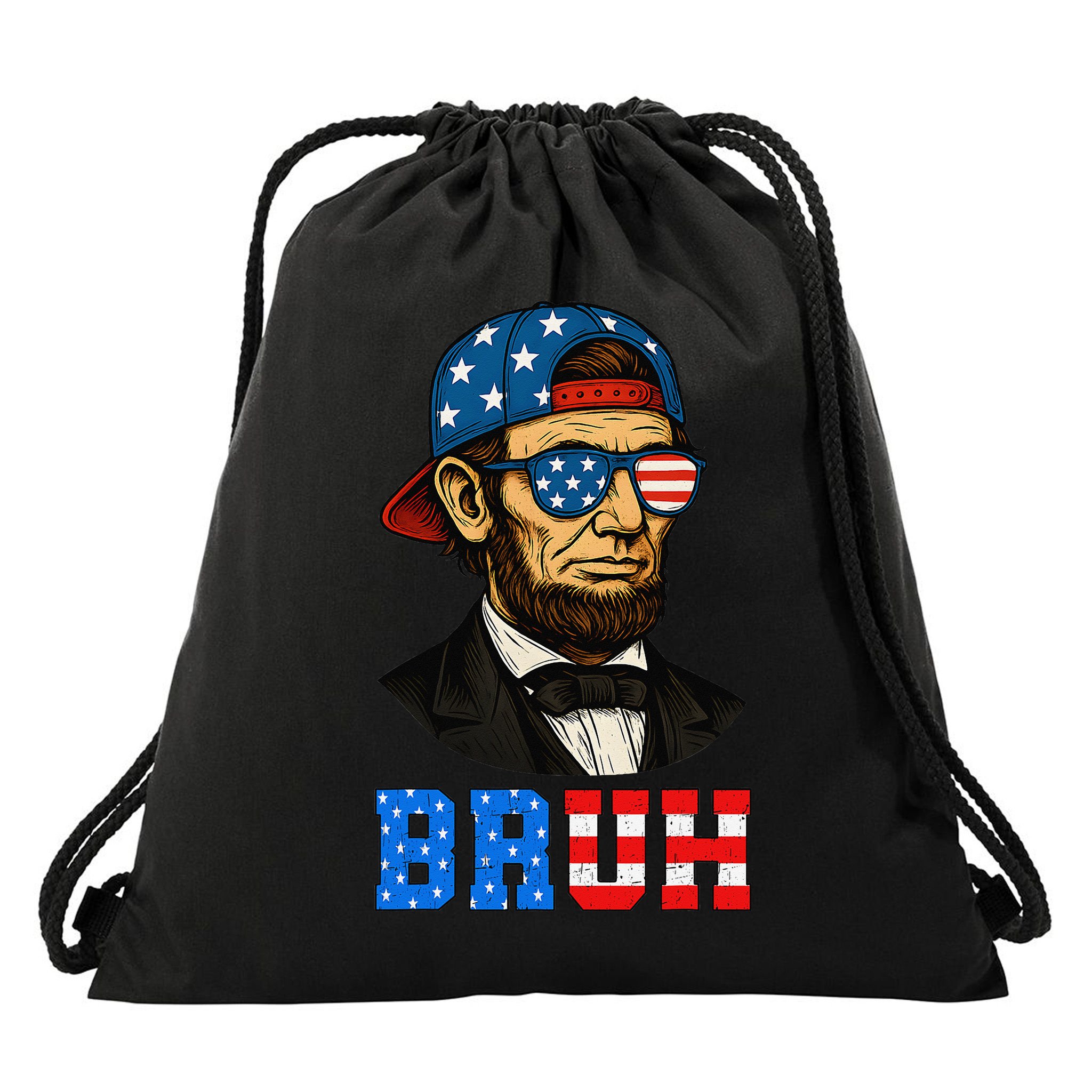 Bruh Abraham Lincoln Patriotic 4th Of July Drawstring Bag