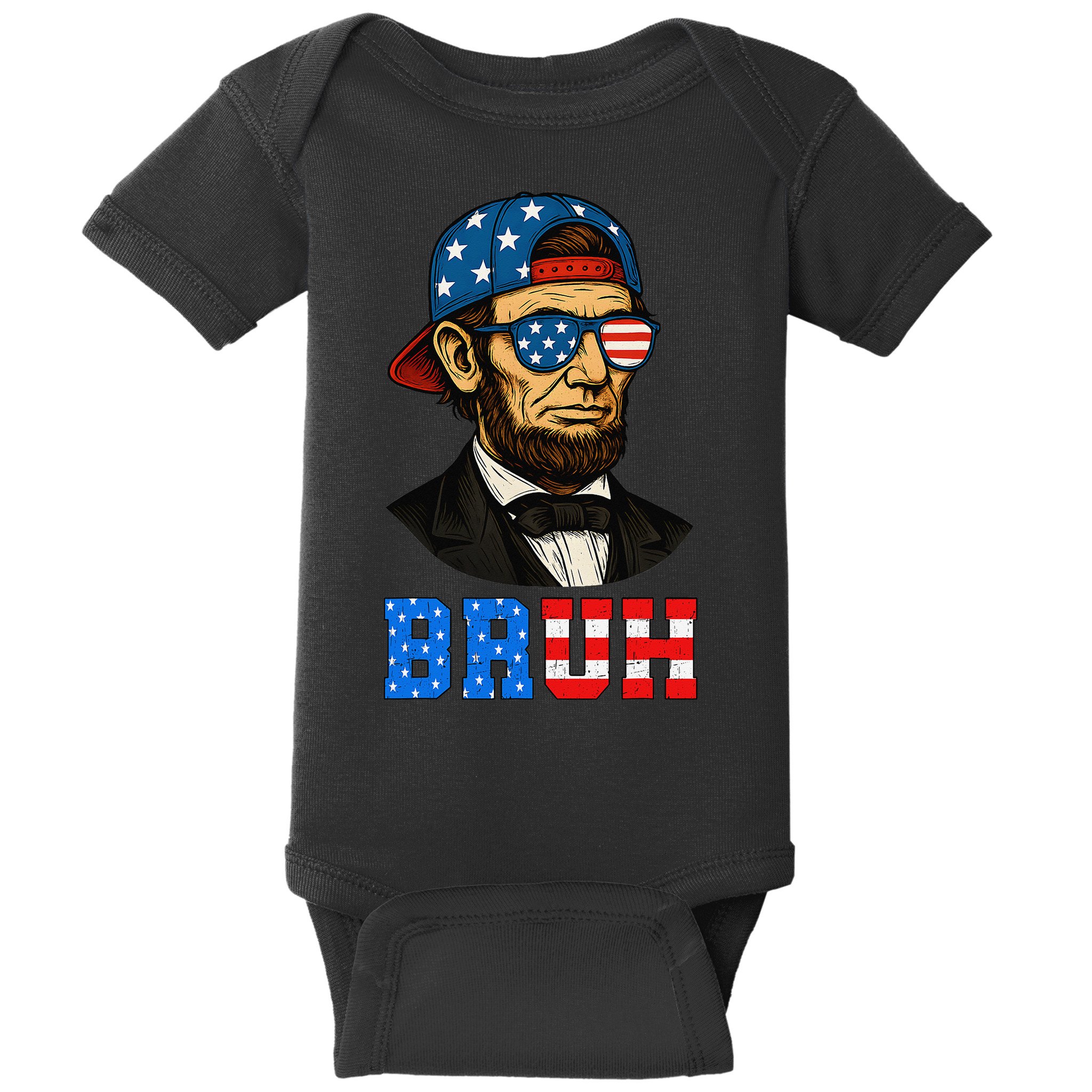 Bruh Abraham Lincoln Patriotic 4th Of July Baby Bodysuit