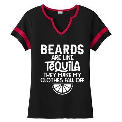 Beards Are Like Tequila They Make My Clothes Fall Off Ladies Halftime Notch Neck Tee