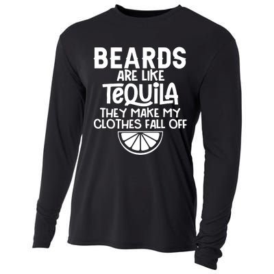 Beards Are Like Tequila They Make My Clothes Fall Off Cooling Performance Long Sleeve Crew