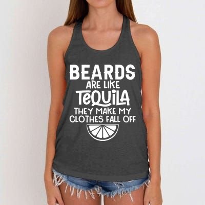 Beards Are Like Tequila They Make My Clothes Fall Off Women's Knotted Racerback Tank