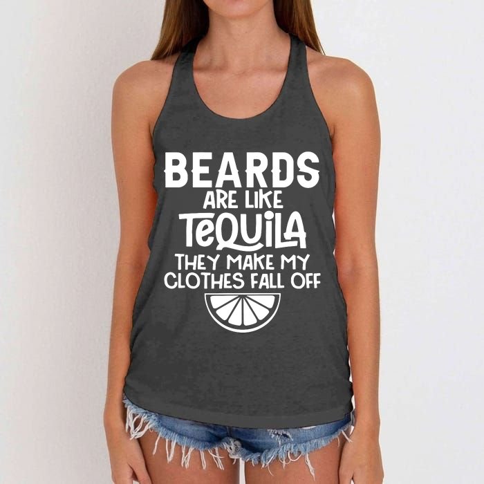 Beards Are Like Tequila They Make My Clothes Fall Off Women's Knotted Racerback Tank