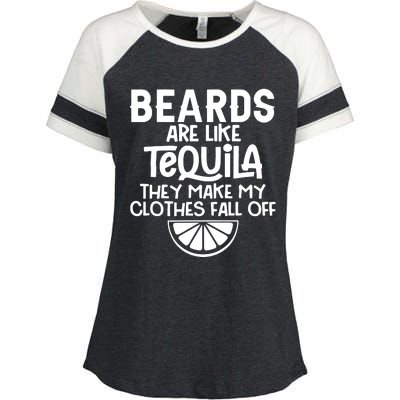 Beards Are Like Tequila They Make My Clothes Fall Off Enza Ladies Jersey Colorblock Tee