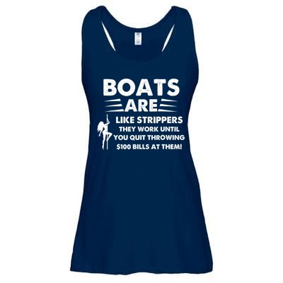 Boat Are Like Strippers They Work Until You Quit Throwing $100 Bill At Them Ladies Essential Flowy Tank