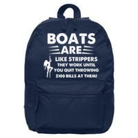 Boat Are Like Strippers They Work Until You Quit Throwing $100 Bill At Them 16 in Basic Backpack