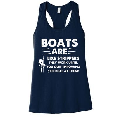 Boat Are Like Strippers They Work Until You Quit Throwing $100 Bill At Them Womens Tank Top